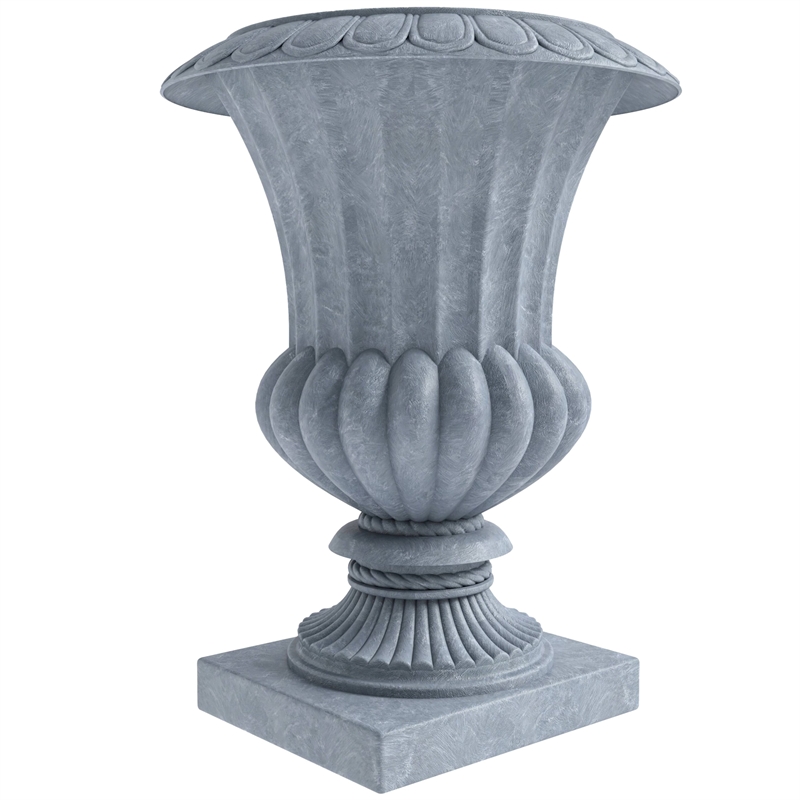 LeisureMod Lotus Modern Urn Planter in Fiberglass and Clay Aged Concrete