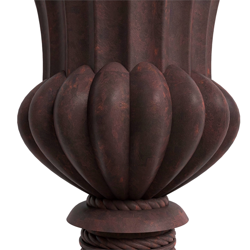LeisureMod Lotus Modern Urn Planter in Fiberglass and Clay Brown