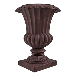 LeisureMod Lotus Modern Urn Planter in Fiberglass and Clay Brown