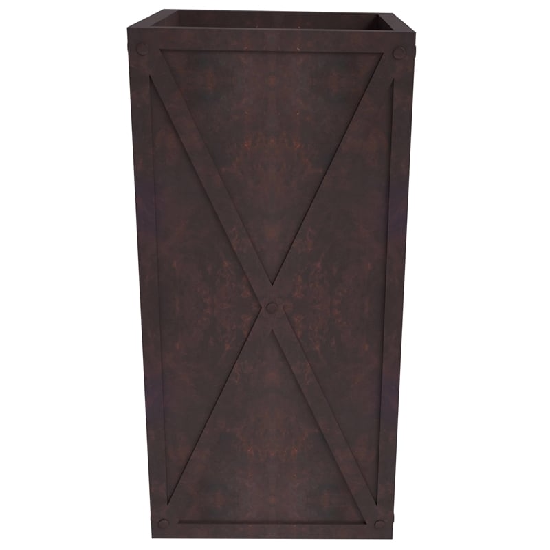 LeisureMod Payprus Indoor and Outdoor Rectangular Fiberglass Planter in Brown
