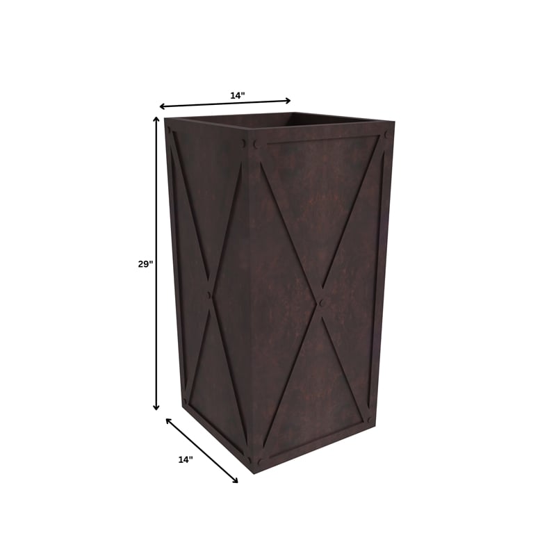 LeisureMod Payprus Indoor and Outdoor Rectangular Fiberglass Planter in Brown