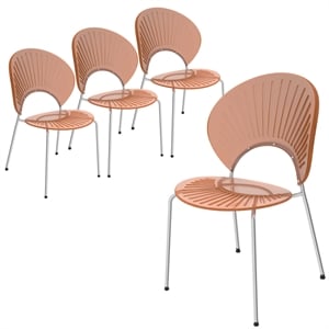 LeisureMod Opulent Plastic Dining Chair in Metal Base Set of 4 Amber