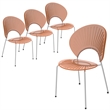 LeisureMod Opulent Plastic Dining Chair in Metal Base Set of 4 Amber