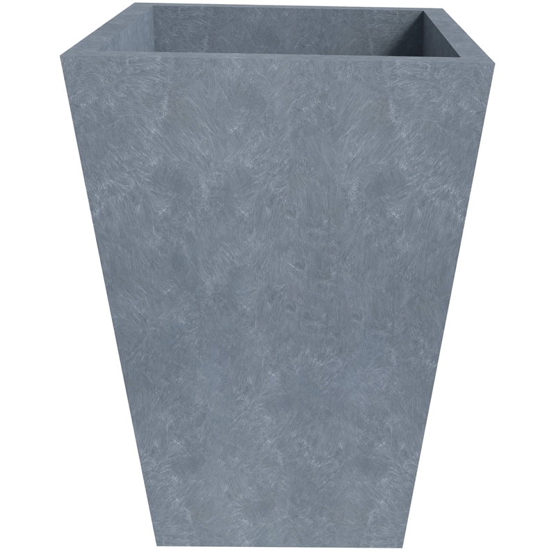 LeisureMod Serene Indoor Outdoor Square Square Planter 21 Inch in Gray