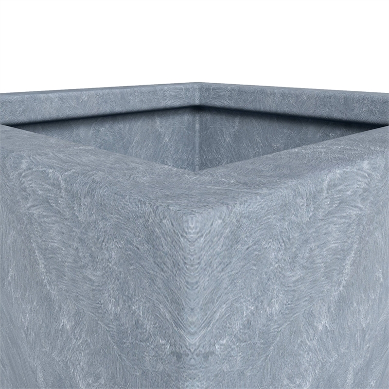 LeisureMod Serene Indoor Outdoor Square Square Planter 21 Inch in Gray