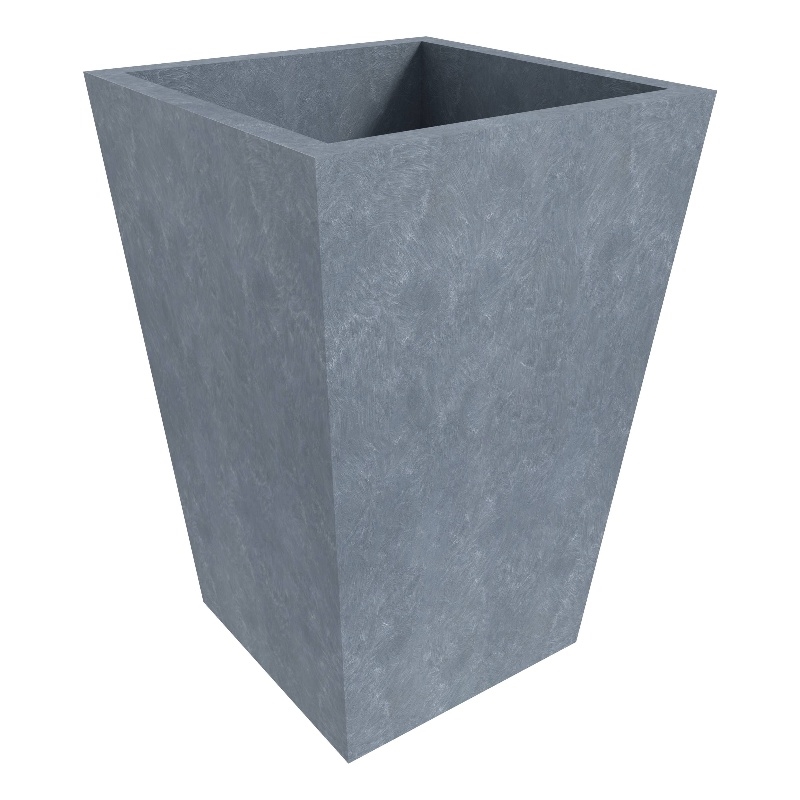 LeisureMod Serene Indoor Outdoor Square Square Planter 21 Inch in Gray