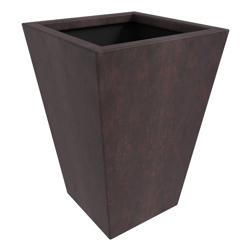 LeisureMod Serene Indoor Outdoor Square Square Planter 21 Inch in Brown