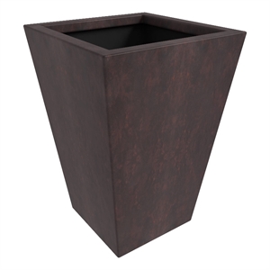 LeisureMod Serene Indoor Outdoor Square Square Planter 21 Inch in Brown
