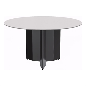 LeisureMod Zevro 60&quot Round Dining Table with Sintered Stone Top Solid White