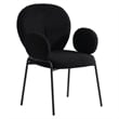 LeisureMod Celestial Fabric Dining Chairs in Black Iron Legs Set of 2 Black