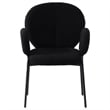 LeisureMod Celestial Fabric Dining Chairs in Black Iron Legs Set of 2 Black