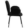 LeisureMod Celestial Fabric Dining Chairs in Black Iron Legs Set of 2 Black