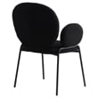 LeisureMod Celestial Fabric Dining Chairs in Black Iron Legs Set of 2 Black