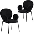 LeisureMod Celestial Fabric Dining Chairs in Black Iron Legs Set of 2 Black
