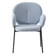 LeisureMod Celestial Fabric Dining Chairs in Black Iron Legs Set of 2 Blue