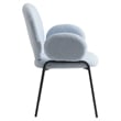 LeisureMod Celestial Fabric Dining Chairs in Black Iron Legs Set of 2 Blue