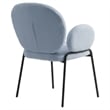 LeisureMod Celestial Fabric Dining Chairs in Black Iron Legs Set of 2 Blue