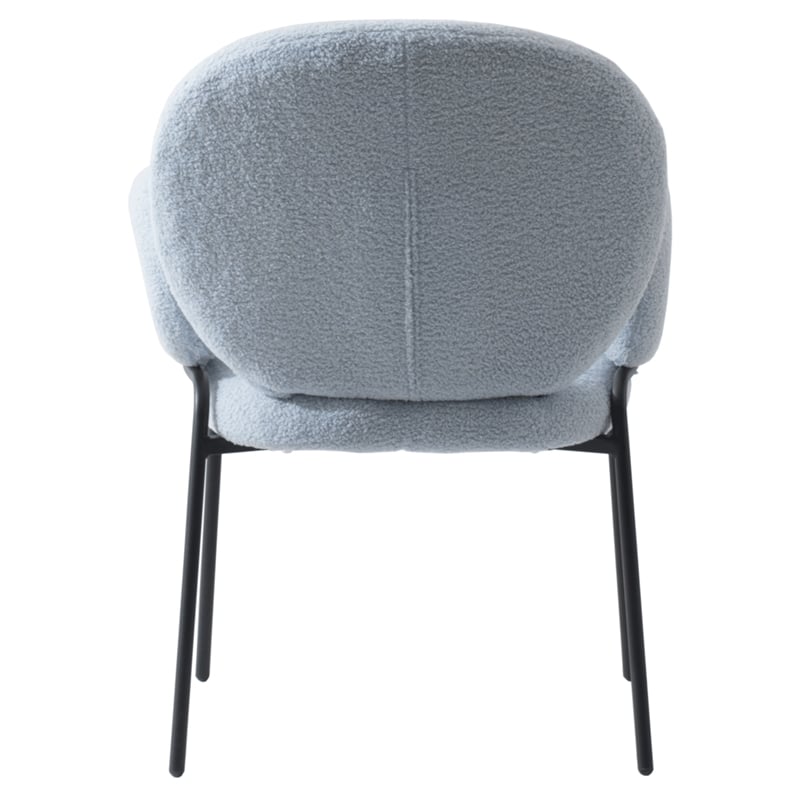 LeisureMod Celestial Fabric Dining Chairs in Black Iron Legs Set of 2 Blue
