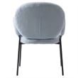LeisureMod Celestial Fabric Dining Chairs in Black Iron Legs Set of 2 Blue