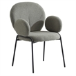 LeisureMod Celestial Fabric Dining Chairs in Black Iron Legs Set of 2 Green