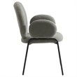 LeisureMod Celestial Fabric Dining Chairs in Black Iron Legs Set of 2 Green