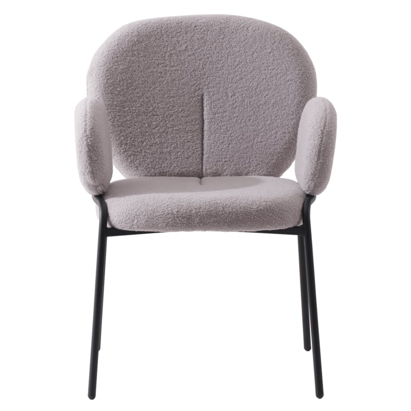 LeisureMod Celestial Fabric Dining Chairs in Black Iron Legs Set of 2 Gray