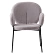 LeisureMod Celestial Fabric Dining Chairs in Black Iron Legs Set of 2 Gray