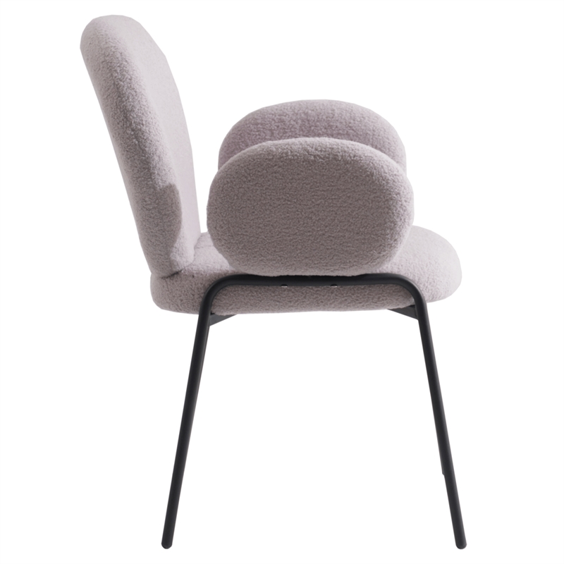 LeisureMod Celestial Fabric Dining Chairs in Black Iron Legs Set of 2 Gray