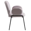 LeisureMod Celestial Fabric Dining Chairs in Black Iron Legs Set of 2 Gray