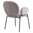 LeisureMod Celestial Fabric Dining Chairs in Black Iron Legs Set of 2 Gray