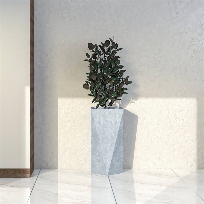 LeisureMod Aloe Tapered Square Planter in Fiberstone and MgO Clay Gray 29
