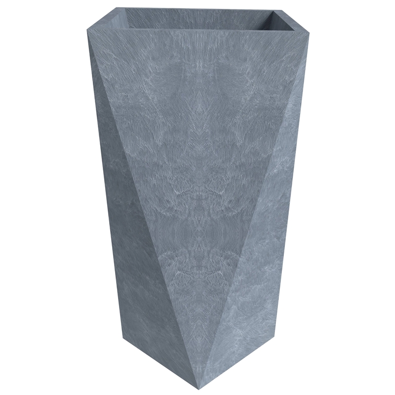 LeisureMod Aloe Tapered Square Planter in Fiberstone and MgO Clay Gray 29