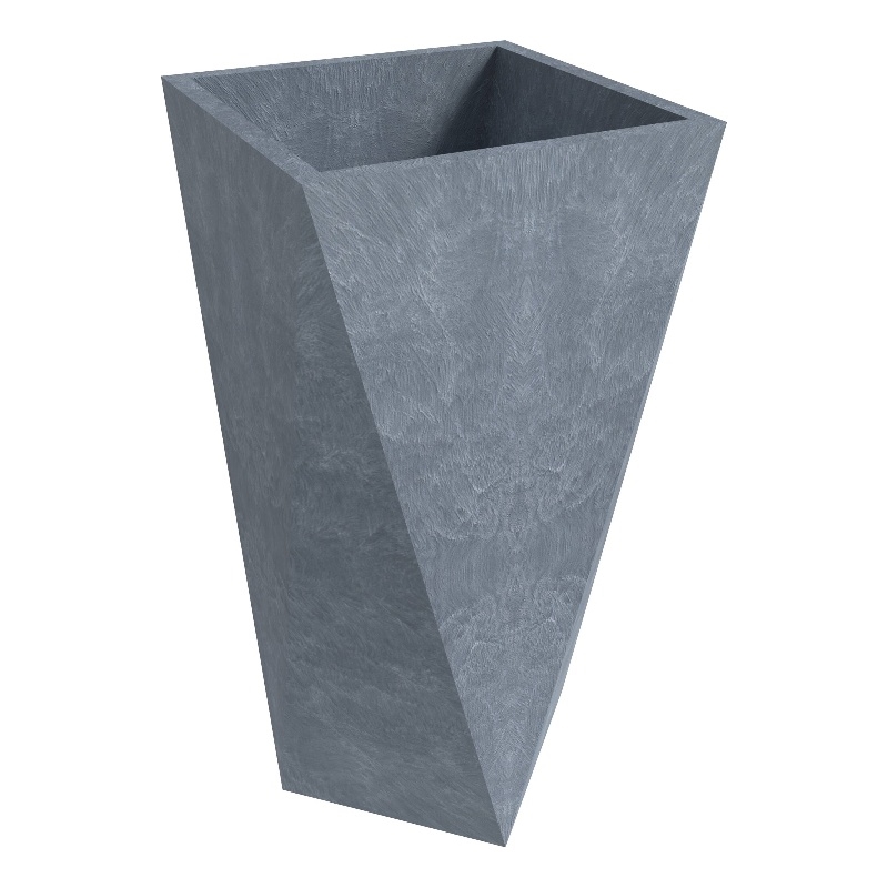 LeisureMod Aloe Tapered Square Planter in Fiberstone and MgO Clay Gray 29