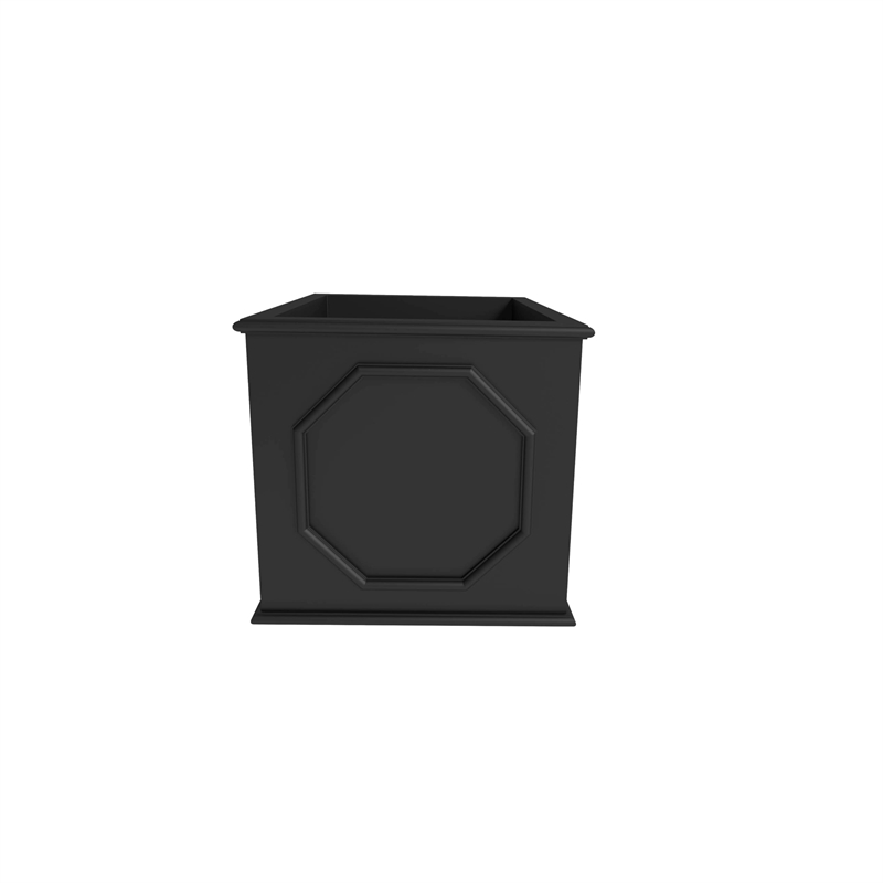 LeisureMod Modern Sprout Fiberstone and MgO Clay Square Planter Black 10.2
