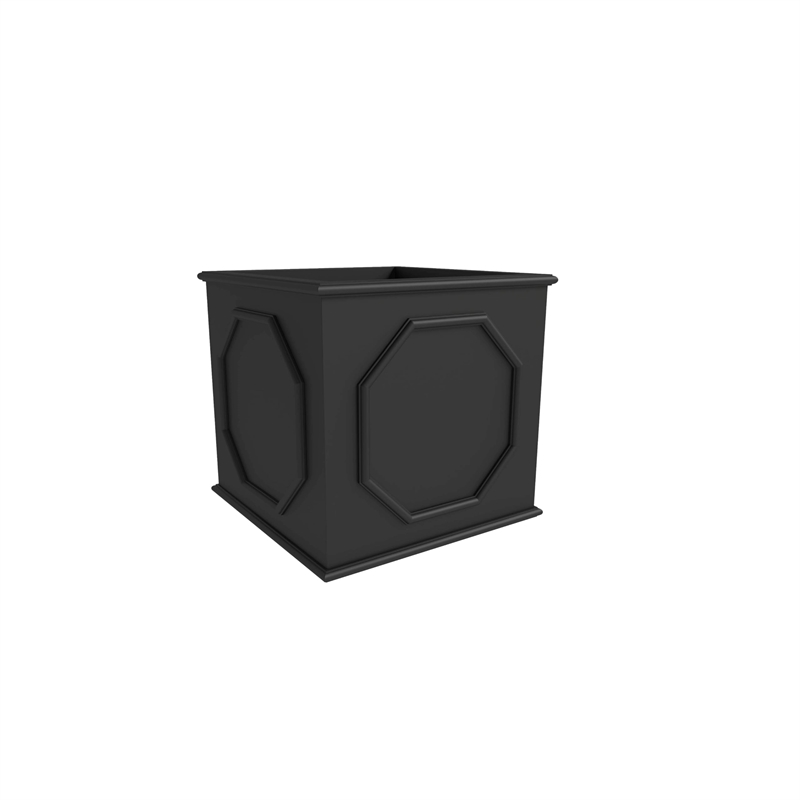LeisureMod Modern Sprout Fiberstone and MgO Clay Square Planter Black 12.5