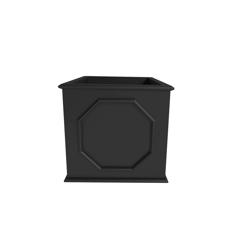 LeisureMod Modern Sprout Fiberstone and MgO Clay Square Planter Black 12.5