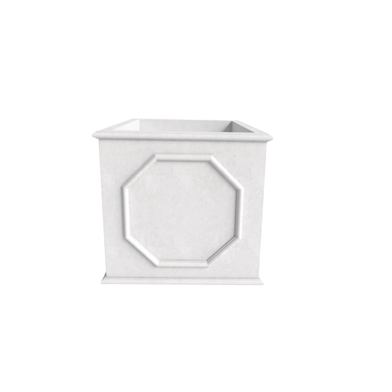 LeisureMod Modern Sprout Fiberstone and MgO Clay Square Planter White 12.5