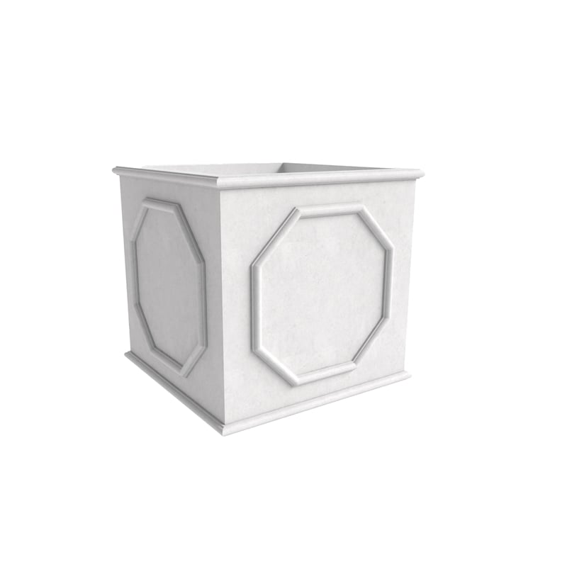 LeisureMod Modern Sprout Fiberstone and MgO Clay Square Planter White 15