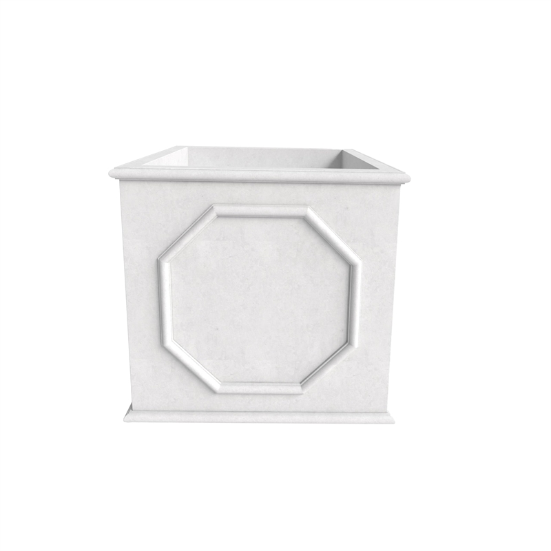 LeisureMod Modern Sprout Fiberstone and MgO Clay Square Planter White 15