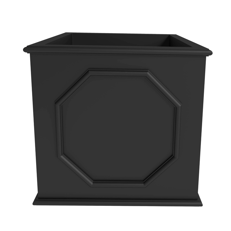LeisureMod Modern Sprout Fiberstone and MgO Clay Square Planter Black 25.6