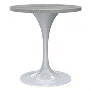 LeisureMod Verve Dining Table with a 27&quot Round Resin Tabletop in White