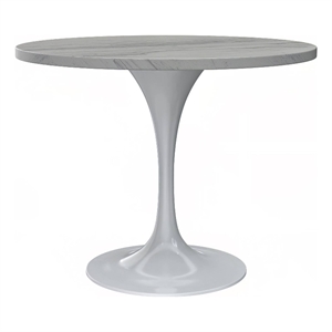 LeisureMod Verve Dining Table with a 36&quot Round Resin Tabletop in White