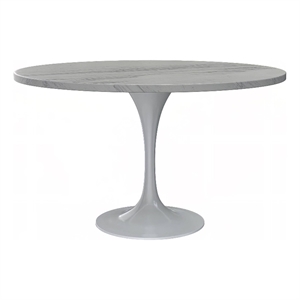 LeisureMod Verve Dining Table with a 48&quot Round Resin Tabletop in White