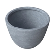 LeisureMod Modern Dahlia Fiberstone and Clay Round Planter Aged Concrete 10.8