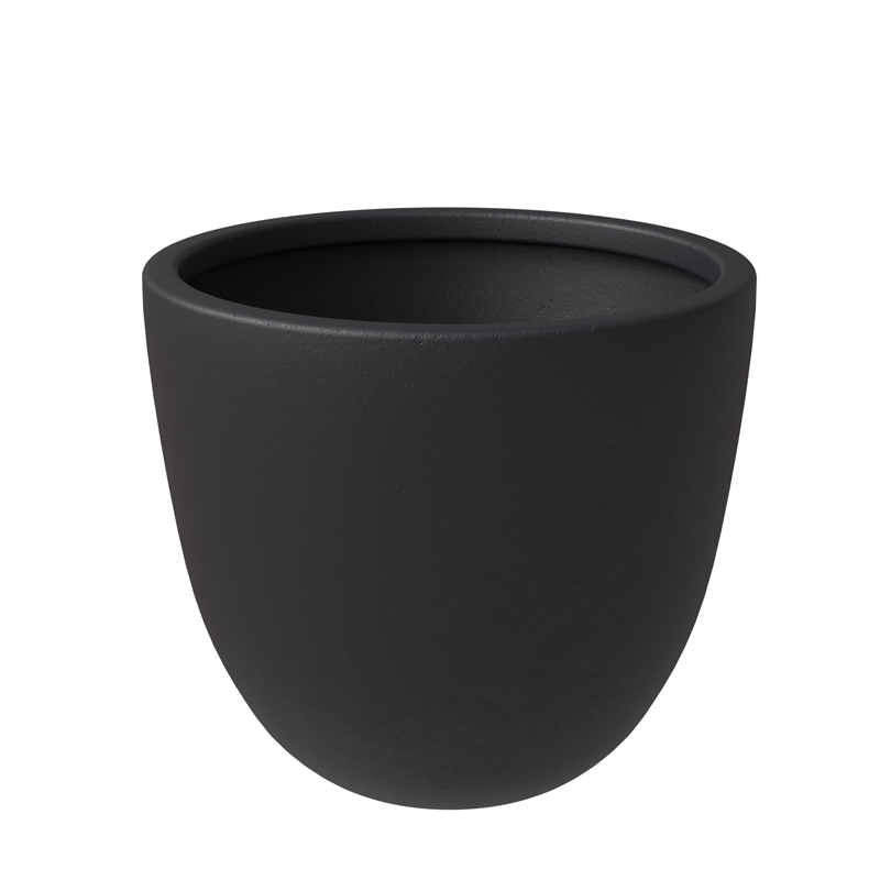 LeisureMod Modern Dahlia Fiberstone and Clay Round Planter Black 13.6