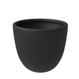 LeisureMod Modern Dahlia Fiberstone and Clay Round Planter Black 13.6&quot H