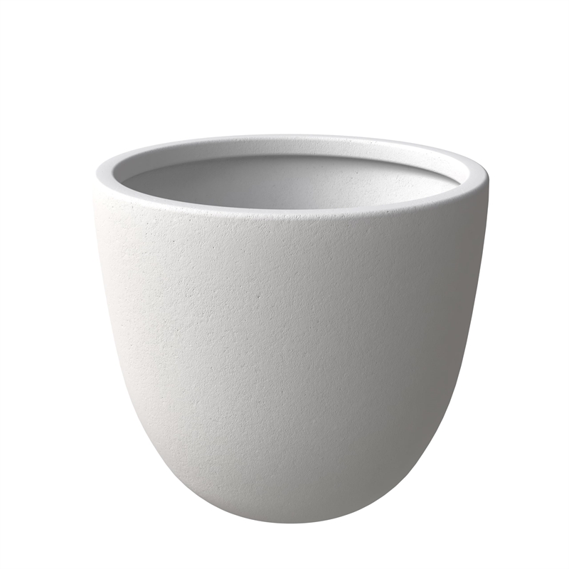 LeisureMod Modern Dahlia Fiberstone and Clay Round Planter White 13.6