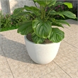 LeisureMod Modern Dahlia Fiberstone and Clay Round Planter White 13.6