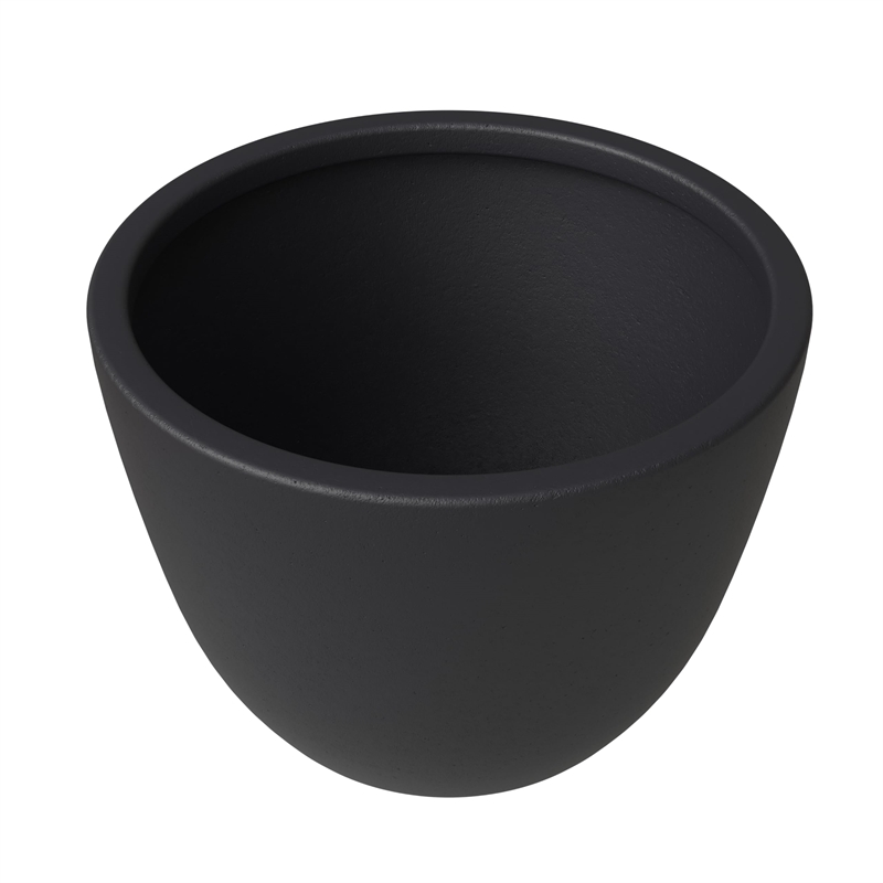 LeisureMod Modern Dahlia Fiberstone and Clay Round Planter Black 16