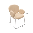 LeisureMod Celestial Fabric Dining Chairs in White Iron Legs Beige